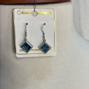 Ring Bomb Elegant Blue Sterling Silver Earrings